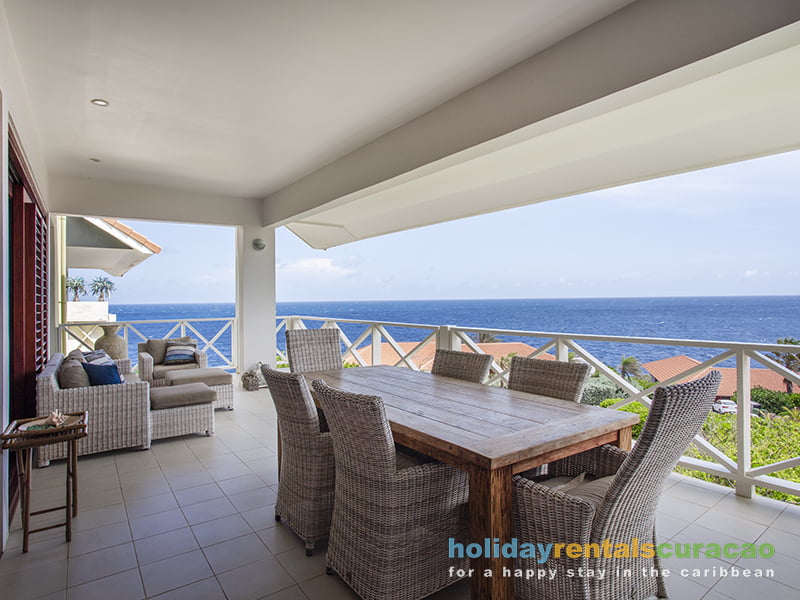 Spacious veranda with panoramic sea views