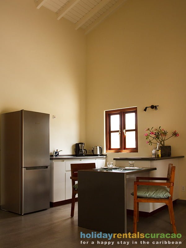 Fully equipped kitchen with large fridge