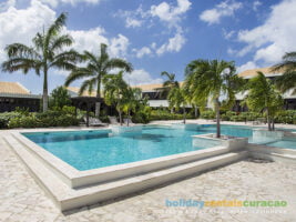 Tropical Swimming Pool Blue Bay Surrounded By Palm Trees